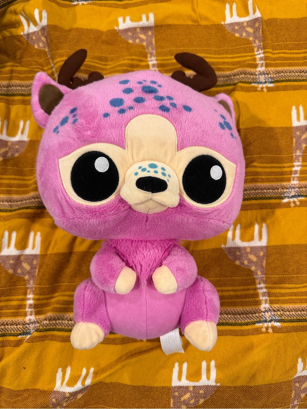 Funko Pink and Cream Deer Plush with Blue Spot Accents